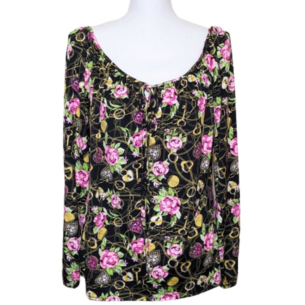 BETSEY JOHNSON Secret Garden Peasant Blouse w/ Lockets, Roses & Chains
